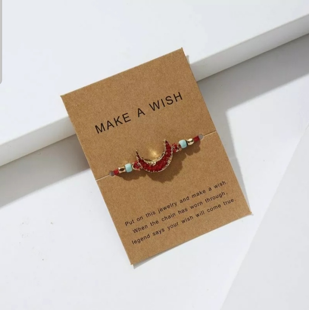 Pretty New Red Half Moon Druzy Style Bracelet♡